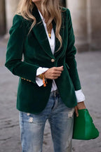 One Button Lapel Collar Long Sleeve Blazer