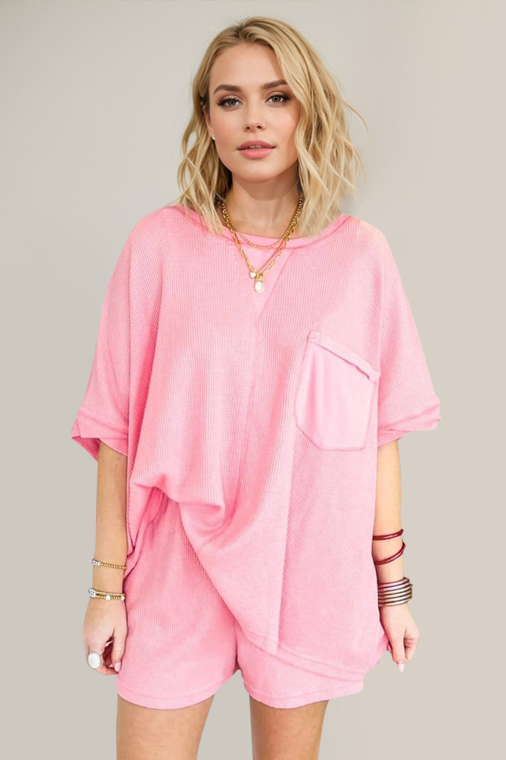 Oh Full Size Round Neck Half Sleeve Top and Shorts Set - felvior