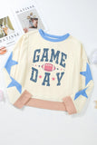 GAME DAY Star Patch Round Neck Long Sleeve Sweatshirt - felvior