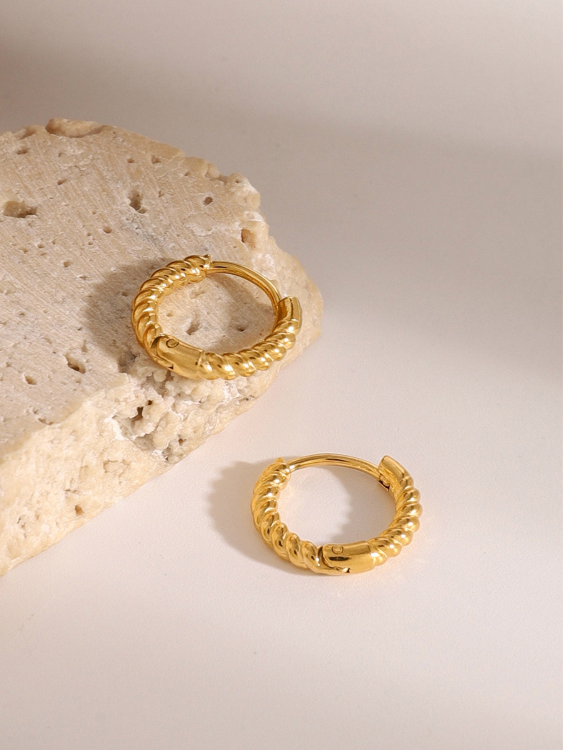 18K Gold-Plated Stainless Steel Huggie Earrings - felvior