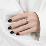 Wave Shape Inlaid Zircon Open Ring - felvior