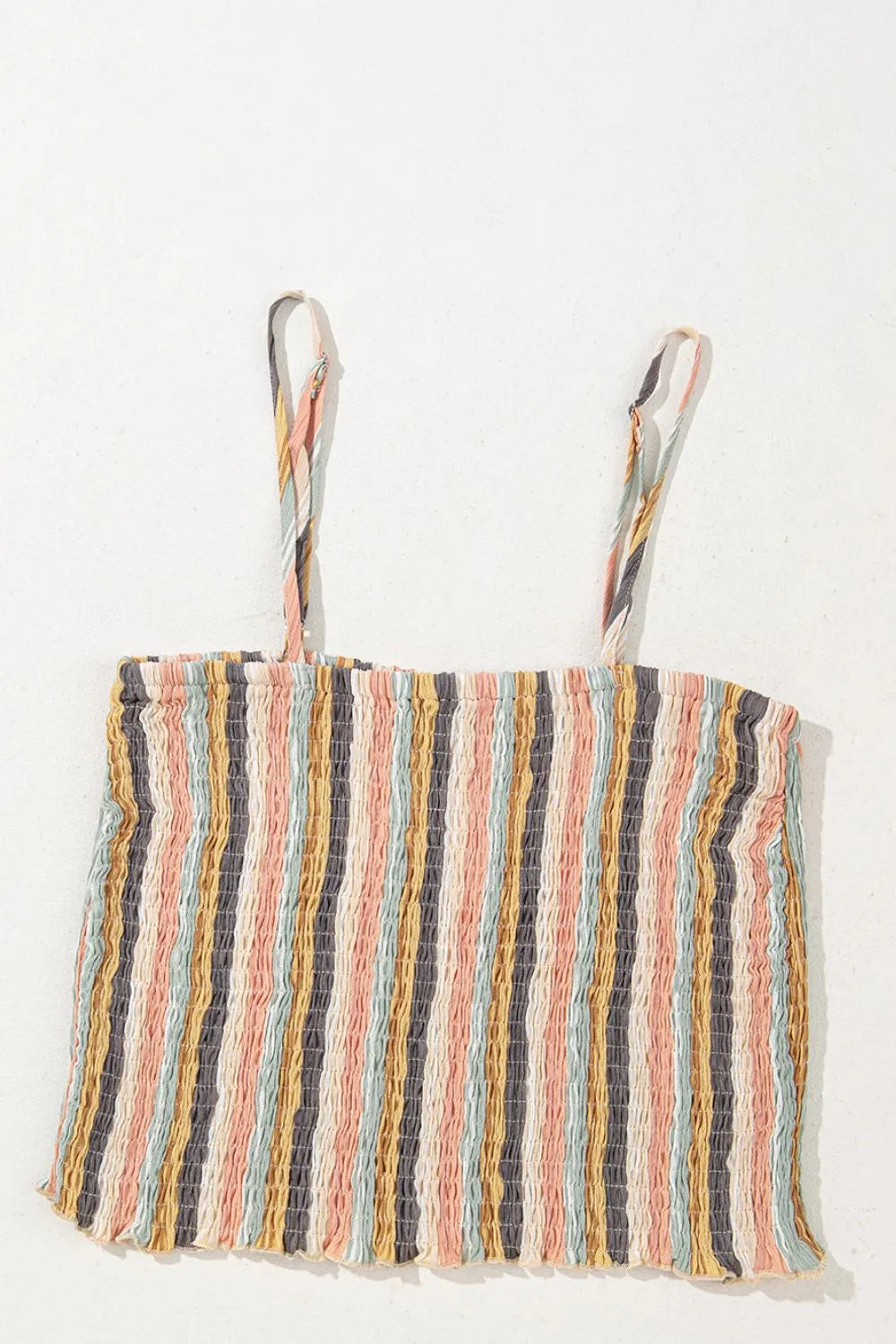 Striped Smocked Cami Top and Wide Leg Pants Set