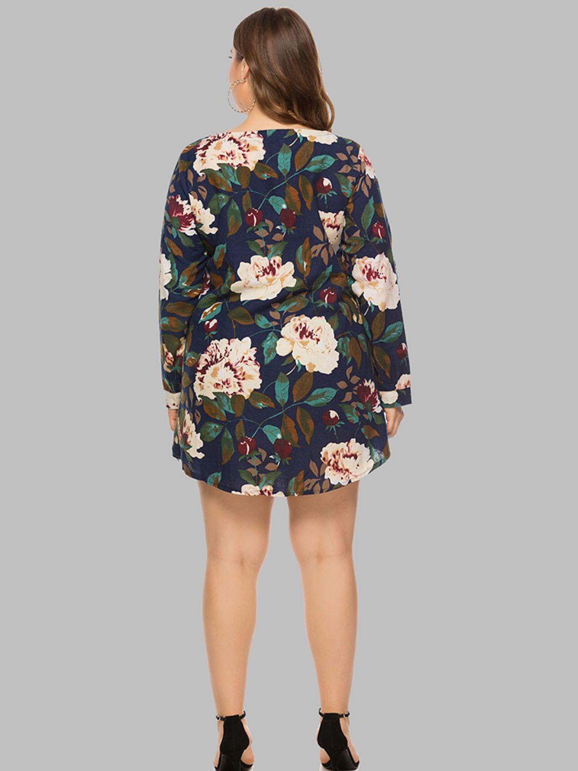 Full Size Floral Long Sleeve Mini Dress - felvior