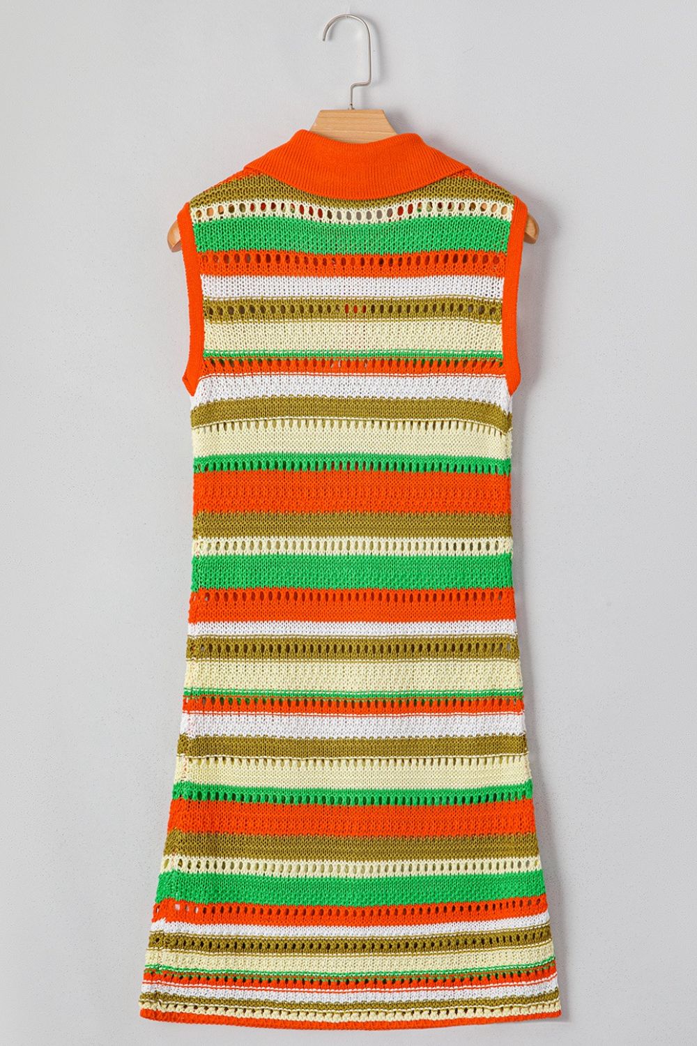 Openwork Stripe Sleeveless Sweater Dress