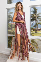 BiBi Fringe Detail Leopard Vest with Star Stud