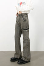 Men's Straight Leg Jeans with Cargo Pockets