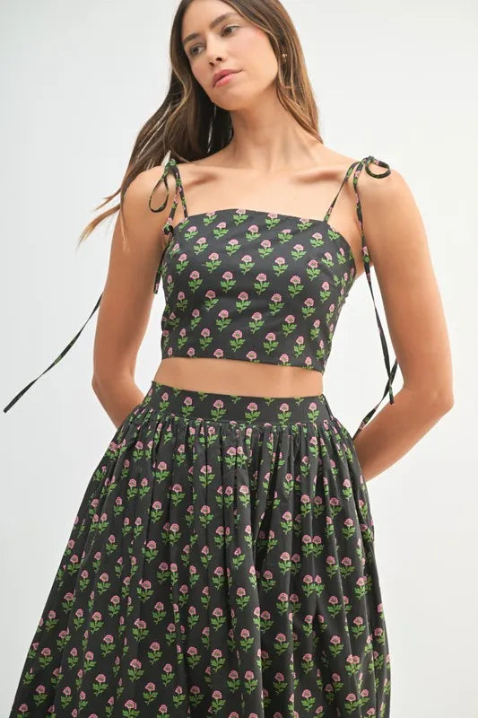 MABLE Floral Crop Top and Skirt Set - felvior