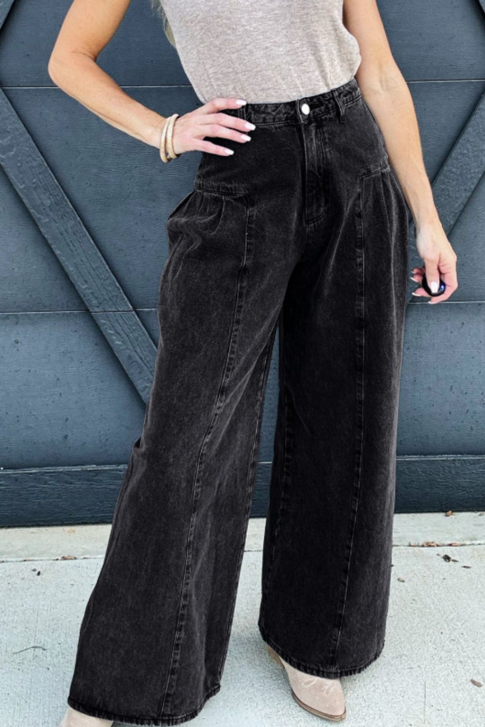 High Rise Wide Leg Jeans mit Taschen Zweitbild