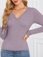 Notched Long Sleeve T-Shirt