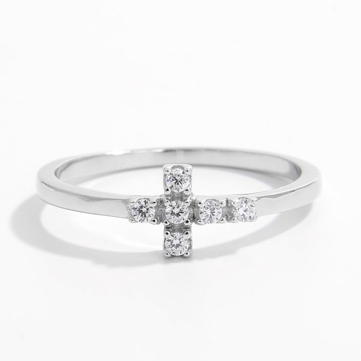 925 Sterling Silver Zircon Cross Ring - felvior