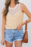Mesh Patchwork Crew Neck Tank - felvior