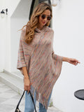 Fringe Hem Hooded Poncho - felvior