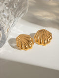 18K Gold-Plated Stainless Steel Shell Stud Earrings - felvior