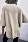 Surplice Neck Pom-Pom Trim Poncho - felvior