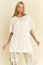 Davi & Dani Short Sleeve Side Slit T-Shirt with Pockets