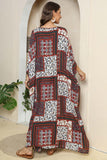 Printed V-Neck Split Maxi Dress - felvior