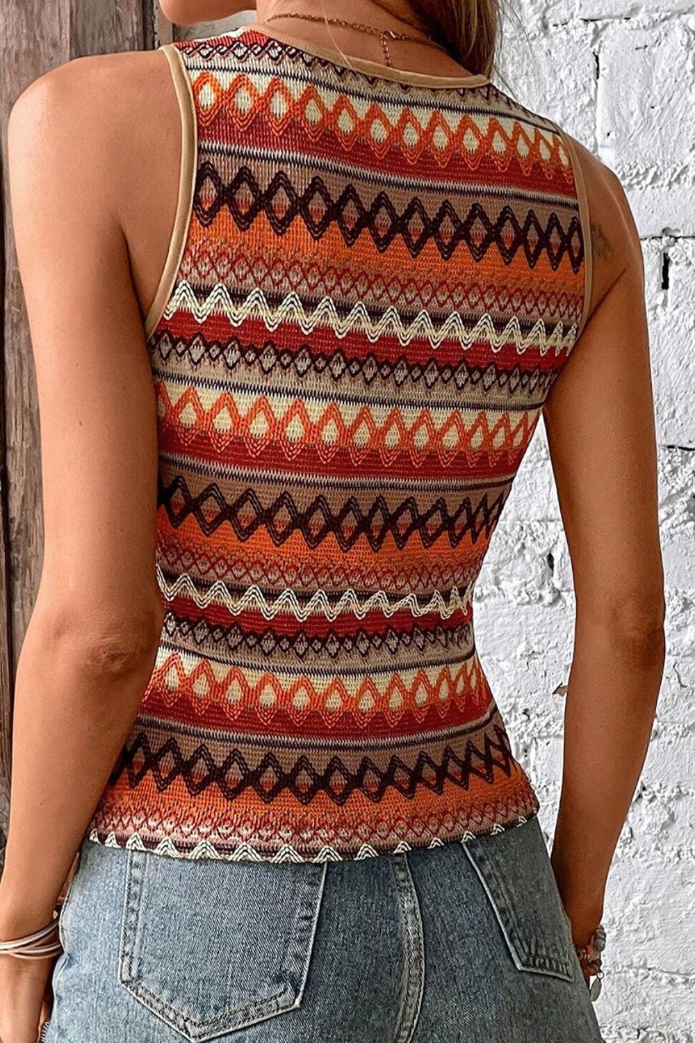 Geometric Round Neck Tank - felvior