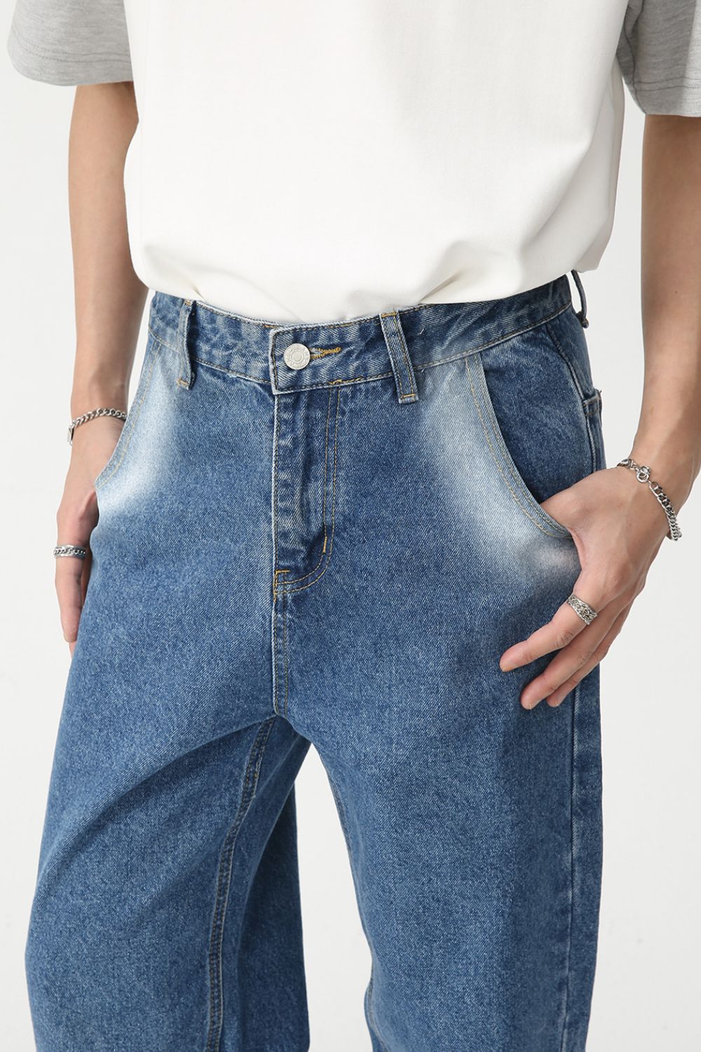 Men's Tie-Dye Washed Straight Leg Jeans