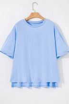 Loose Half Sleeve Hi Low Hem T Shirt
