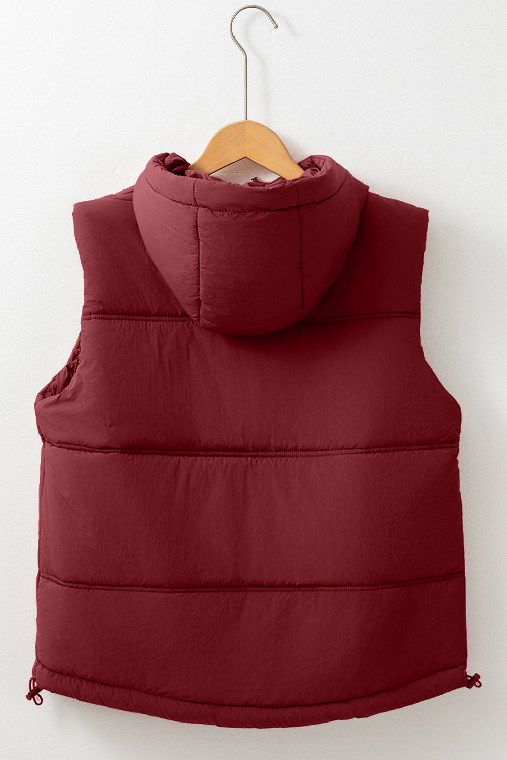 Drawstring Zip Up Hooded Vest Coat - felvior