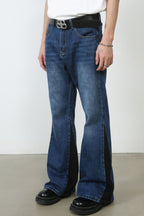 Men's Contrast Bootcut Jeans with Pockets