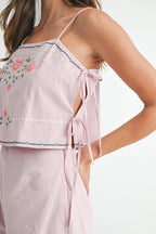 MABLE Embroidered Crop Top and Shorts Set