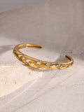 Stainless Steel Inlaid Rhinestone Cutout Bracelet - felvior