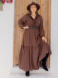 Plus Size V-Neck Ruffle Trim Maxi Dress - felvior