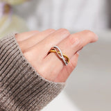 Crisscross Gold-Plated 925 Sterling Silver Ring - felvior
