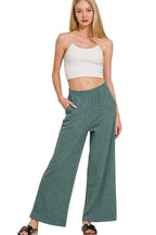 Zenana Cotton Slub Wide Leg Pants