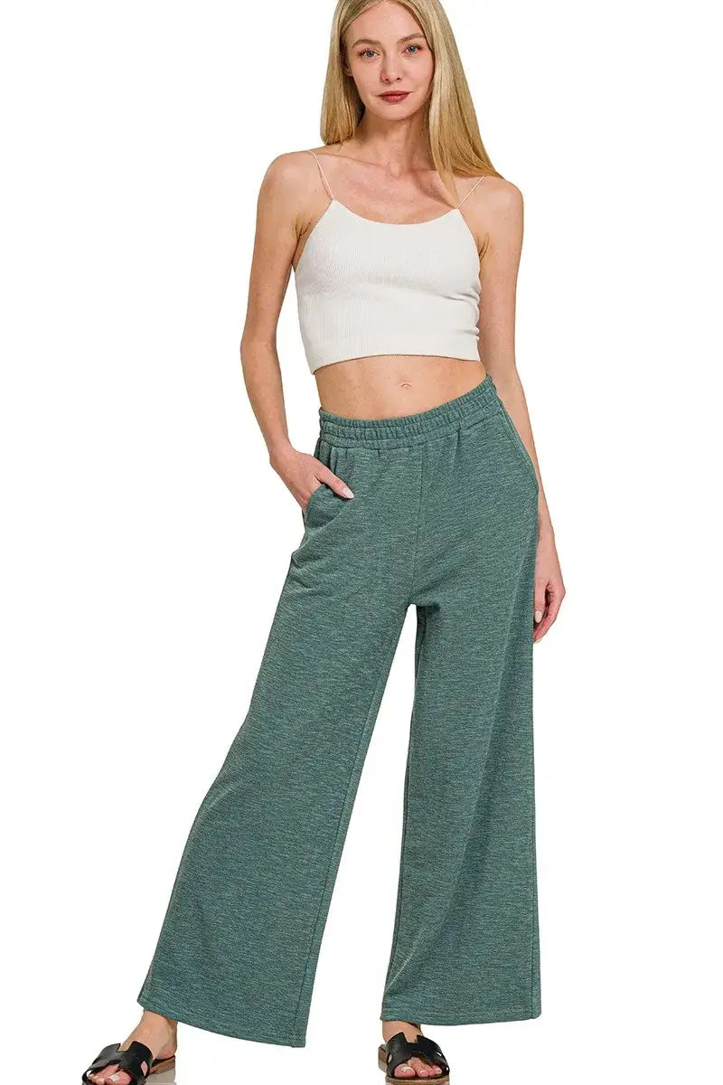 Zenana Cotton Slub Wide Leg Pants