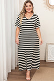 Plus Size V-Neck Side Slit Maxi Dress - felvior