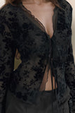 Double Tied Long Sleeve Blouse - felvior
