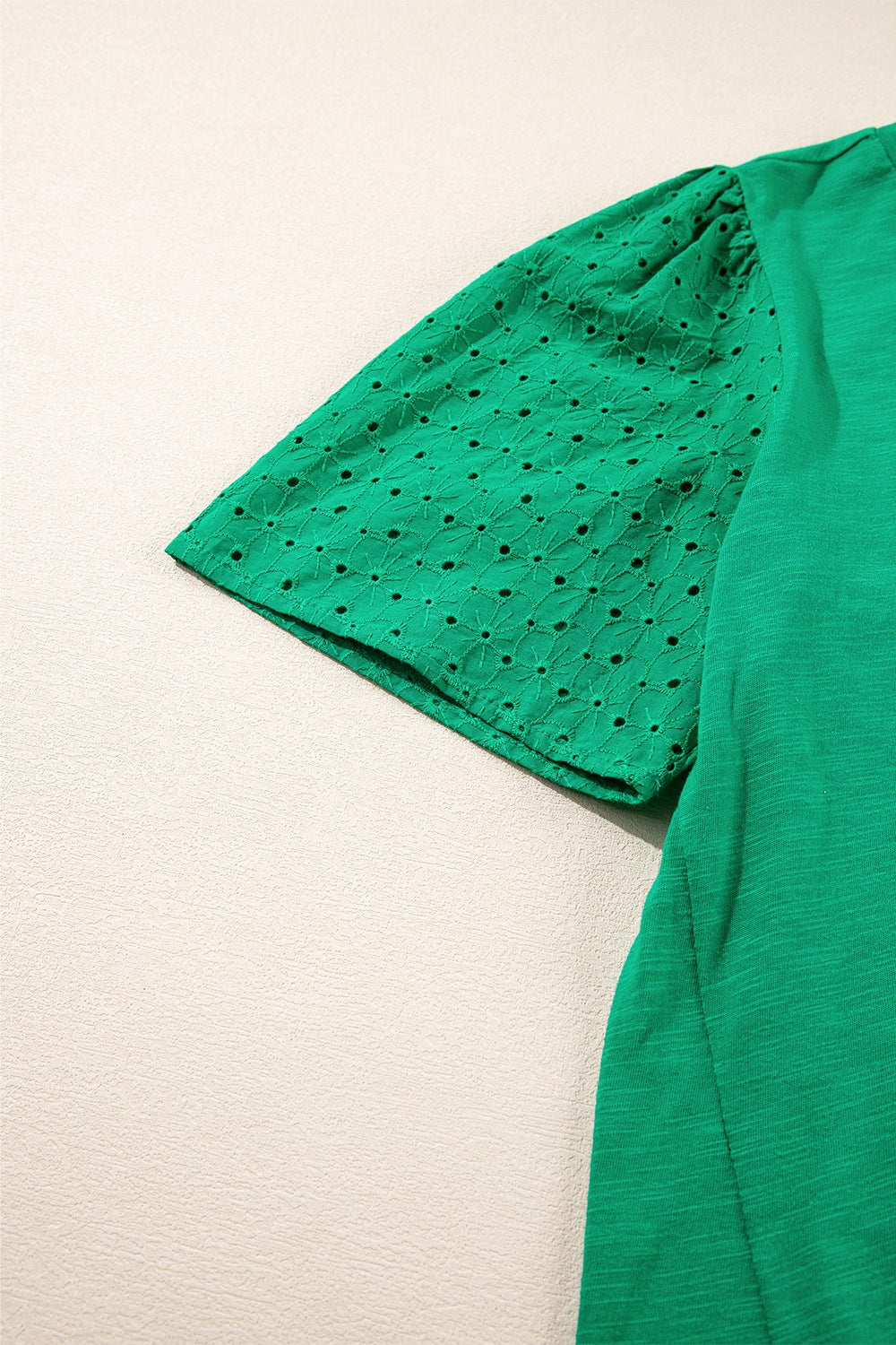 Eyelet Embroidered Patchwork Top - felvior