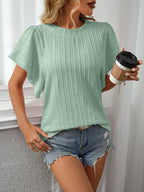 Textured Round Neck Short Sleeve Top