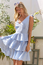 Jade By Jane Full Size Gingham Tiered Mini Dress Plus Size