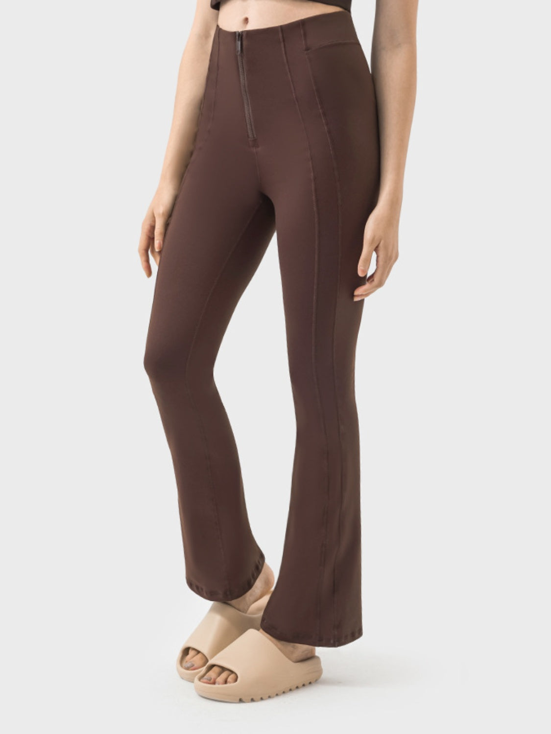 Millennia Zipper Detail High Waist Active Pants - felvior