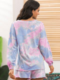 Ivy Lane Tie-Dye Long Sleeve Top and Shorts Lounge Set - felvior