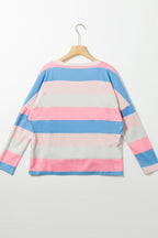 Contrast Striped V Neck Long Sleeve Top