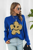 Flower Graphic Drop Shoulder Sweater - felvior