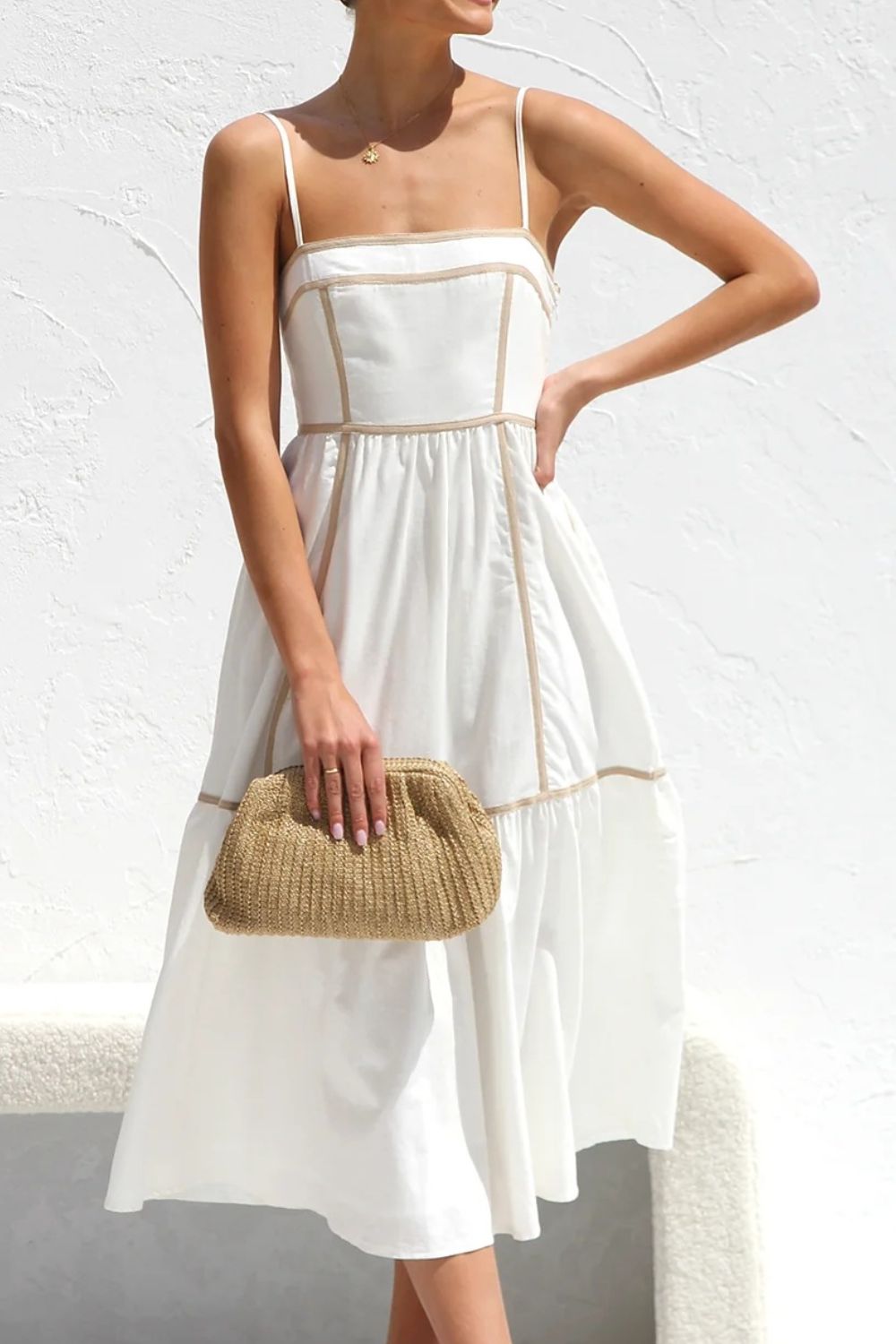 Contrast Trim Square Neck Midi Cami Dress Secondary image