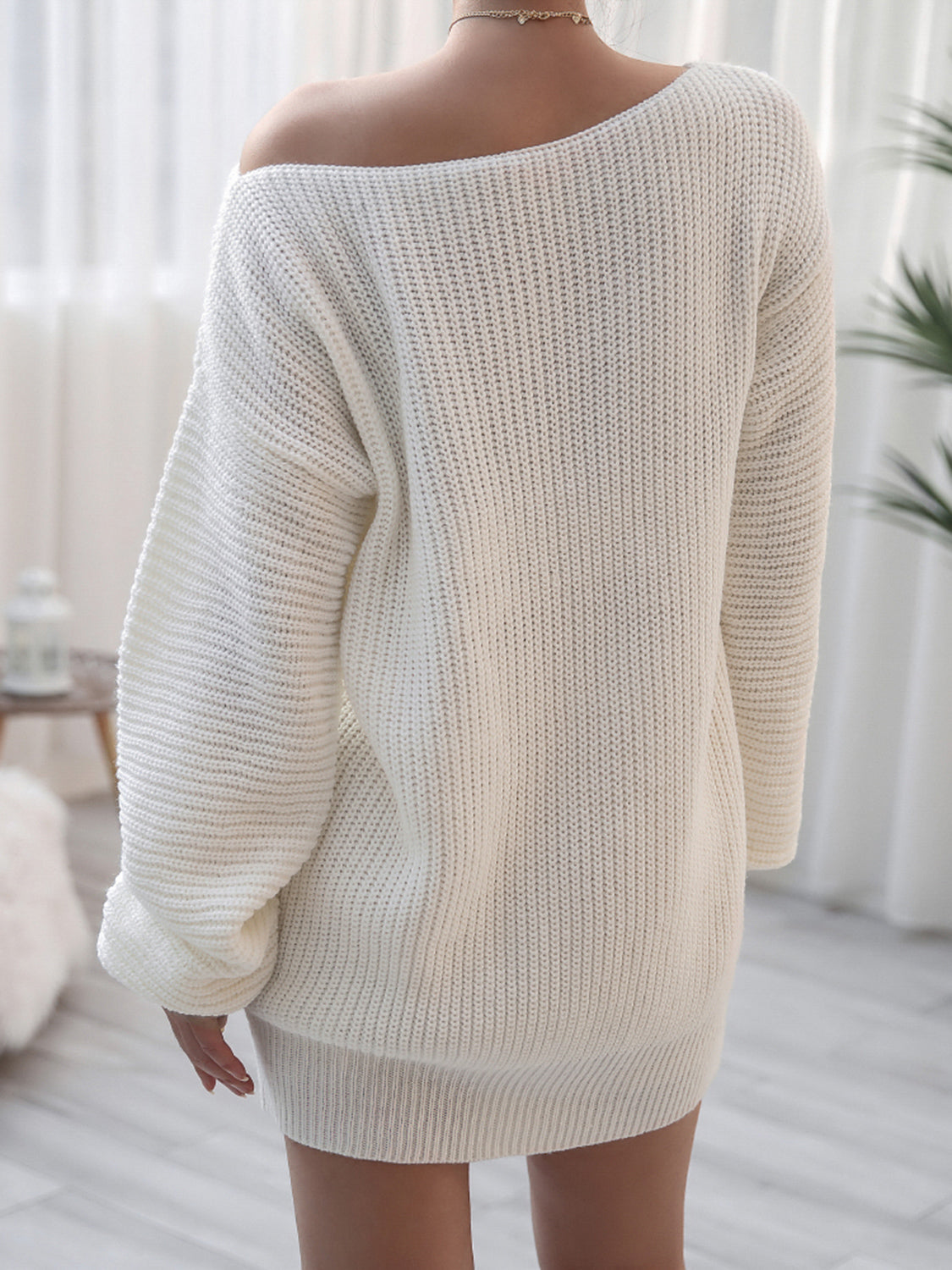 Rib-Knit Mini Sweater Dress - felvior