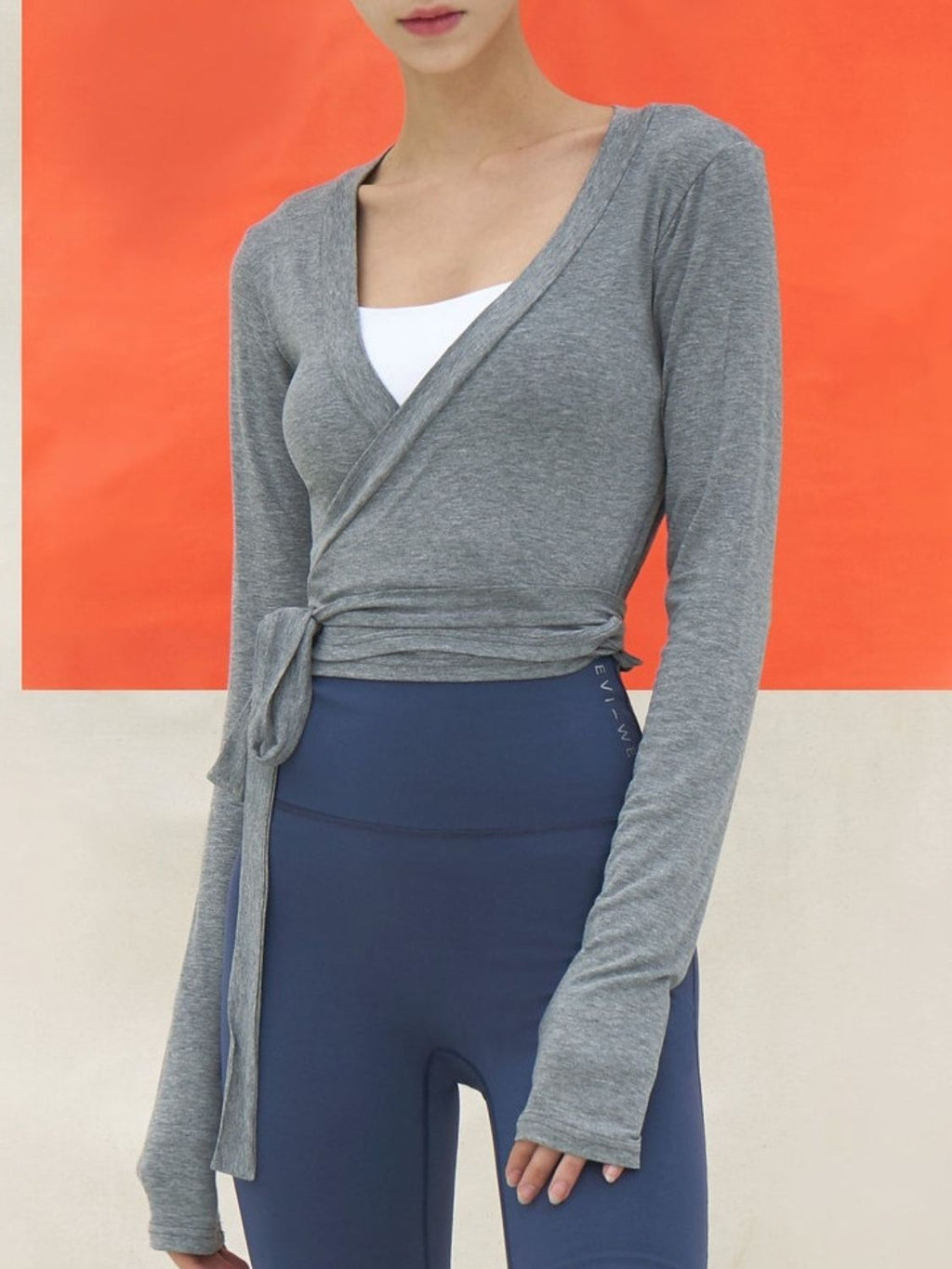 Tied Surplice Long Sleeve Top