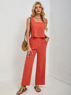 Square Neck Tank and Wide Leg Pants Set