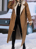 Plus Size Drop Shoulder Sherpa Longline Coat - felvior