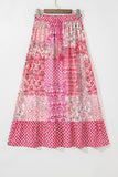 Printed Tassel Drawstring High Waist Maxi Skirt - felvior