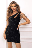 Contrast Sequin Sleeveless Mini Dress - felvior