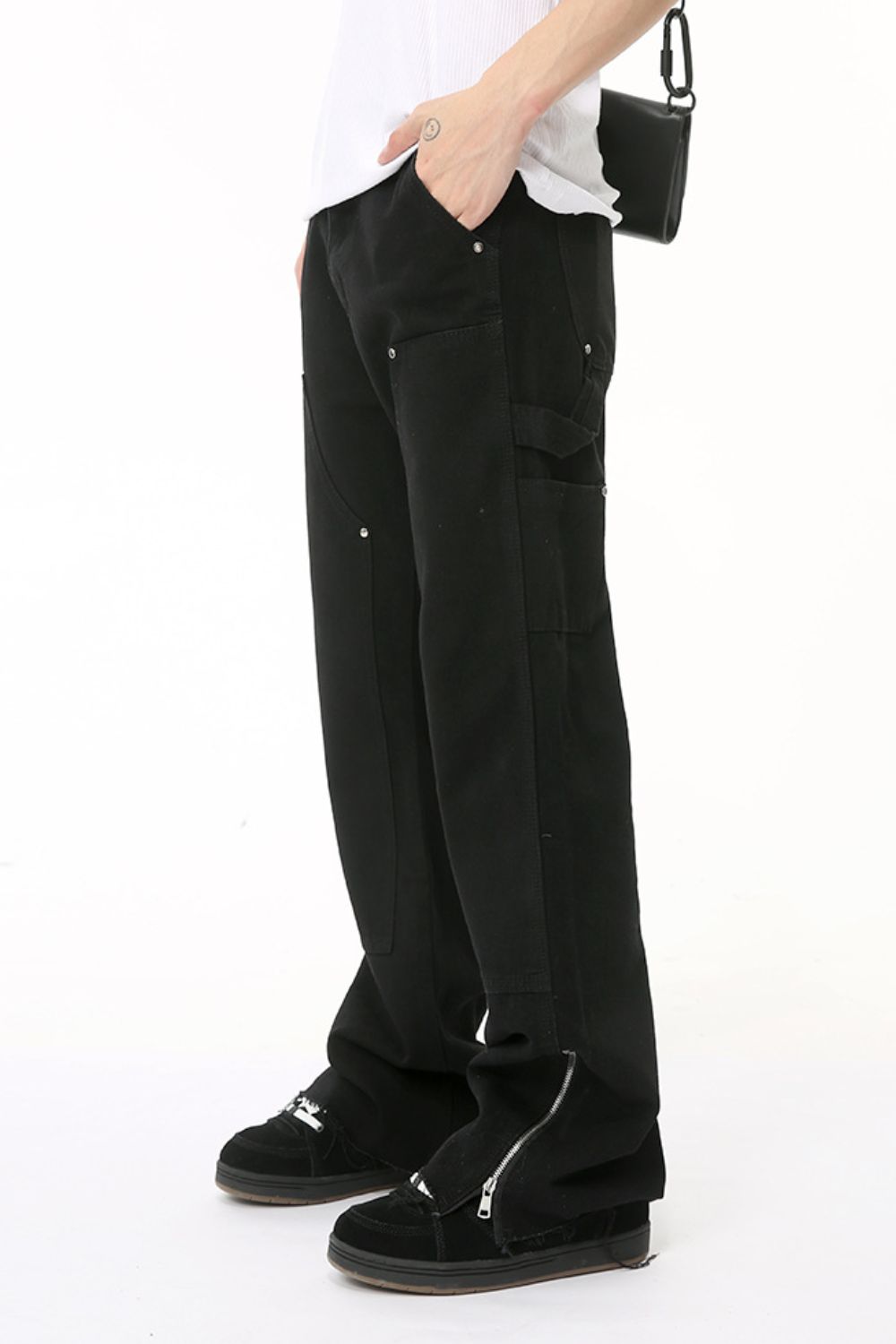 Men's Raw Hem Bootcut Jeans with Zip-Up Sides Zweitbild