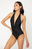 Marina West Swim Twisted Plunge Halter One Piece Swimsuit - felvior