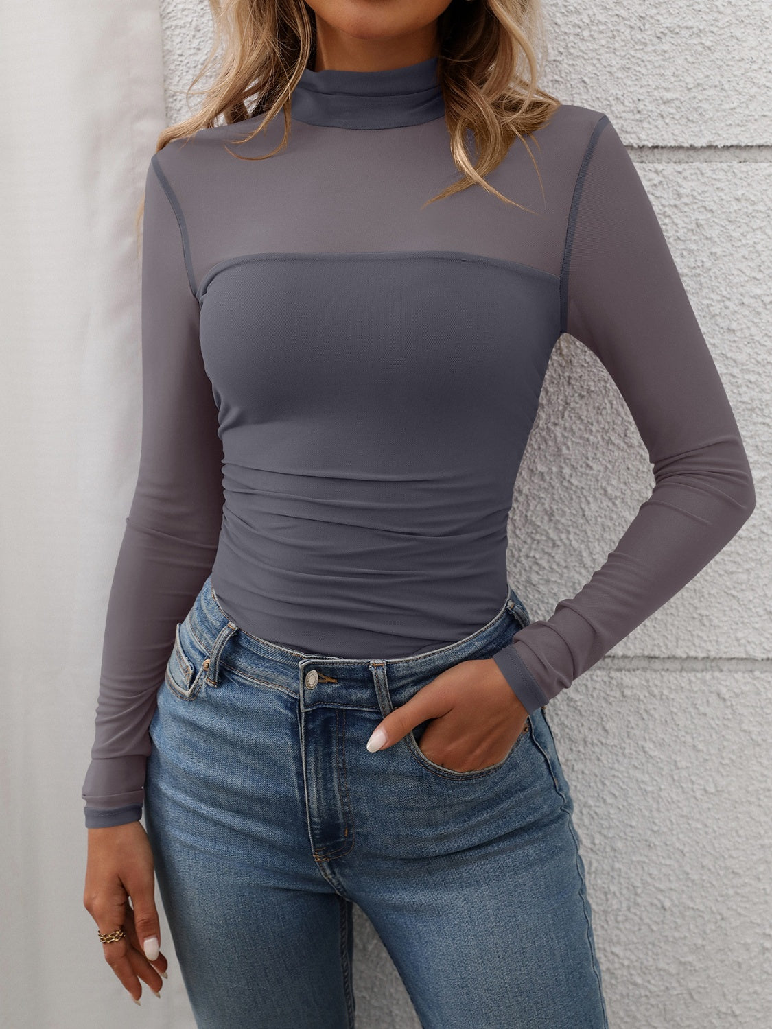 Mock Neck Long Sleeve Top